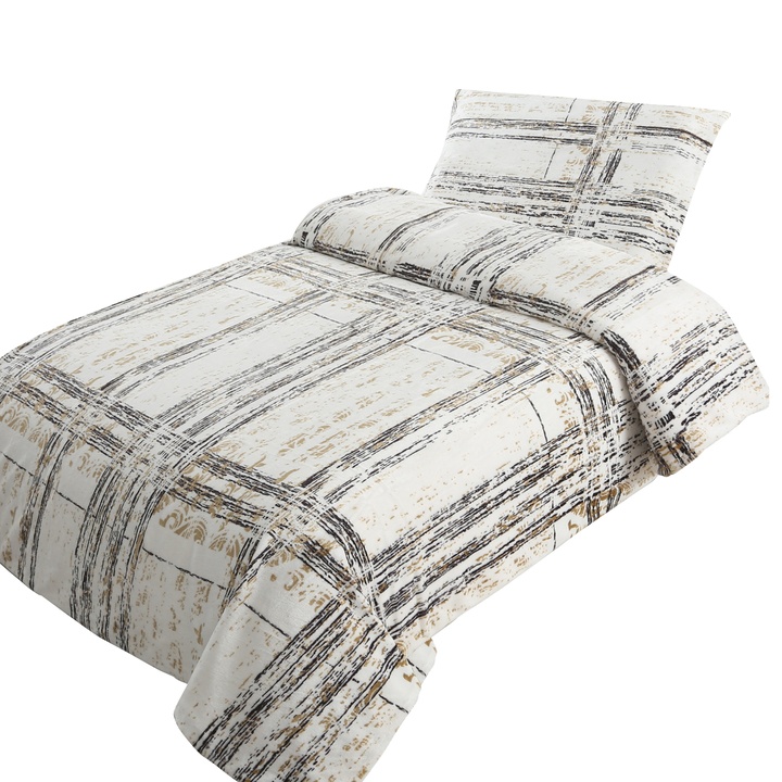 Sconto Povlečení  ENRICO šedá/bílá, 2 ks 70x90 a 200x220 cm