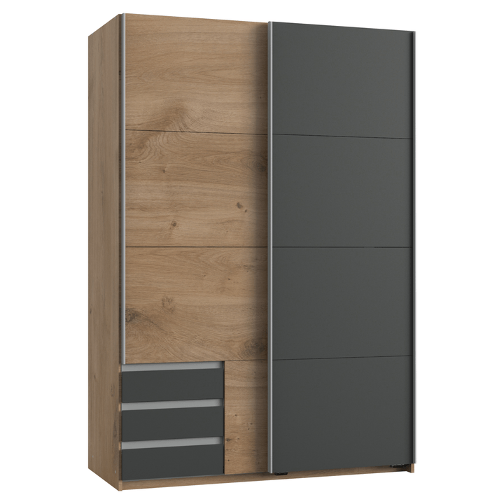 Sconto Šatní skříň ERICA grafitová/přírodní, šířka 135 cm