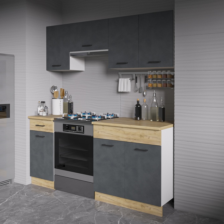 Sconto Kuchyňský blok ESPERO 180 antracitová/dub craft zlatý