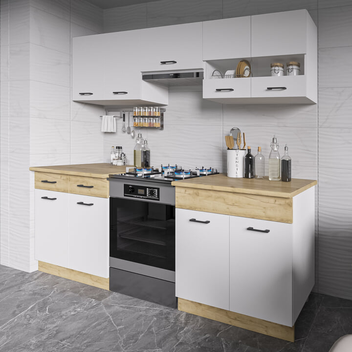 Sconto Kuchyňský blok ESPERO 220 bílá/dub craft zlatý