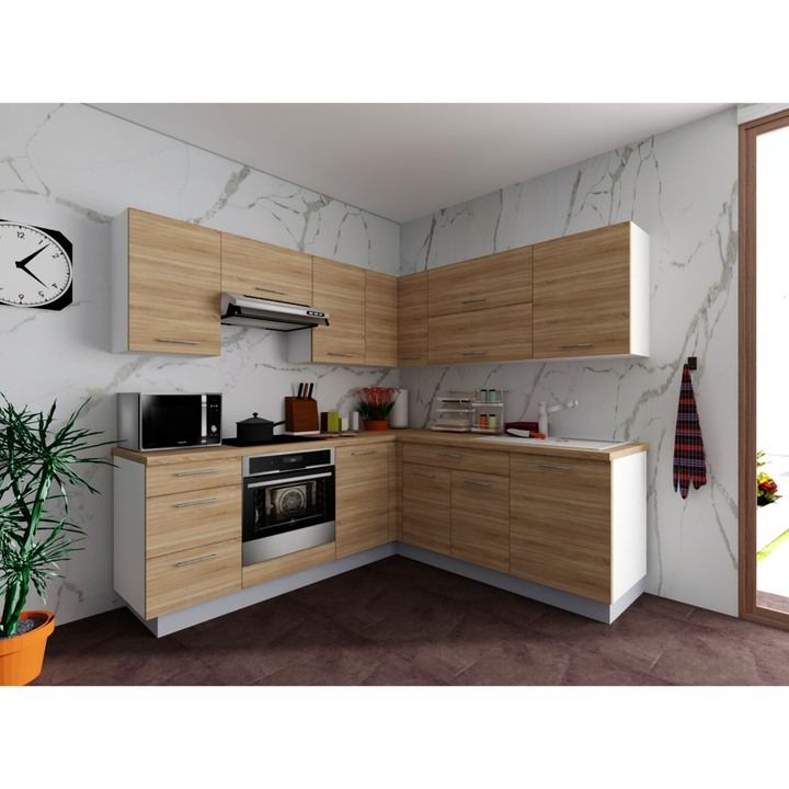 Sconto Rohová kuchyňská sestava FACHMAN B5, 217x217 cm dub sonoma