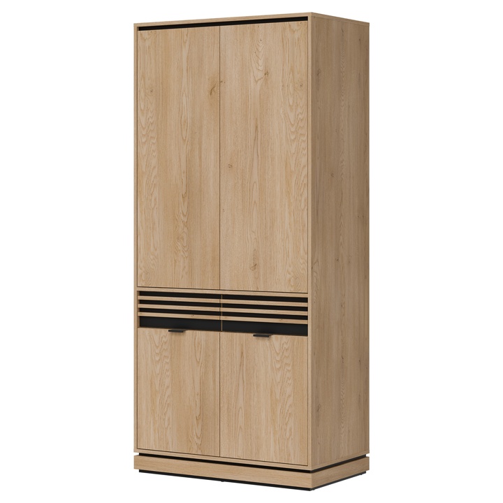 Sconto Šatní skříň FARES FE08 dub creamona torro/černá