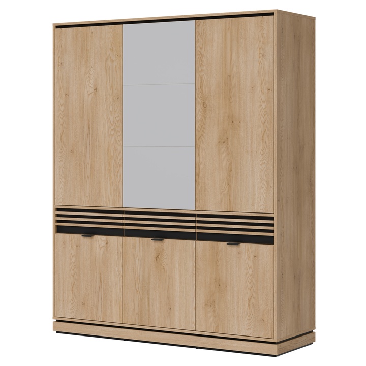 Sconto Šatní skříň FARES FE09 dub creamona torro/černá