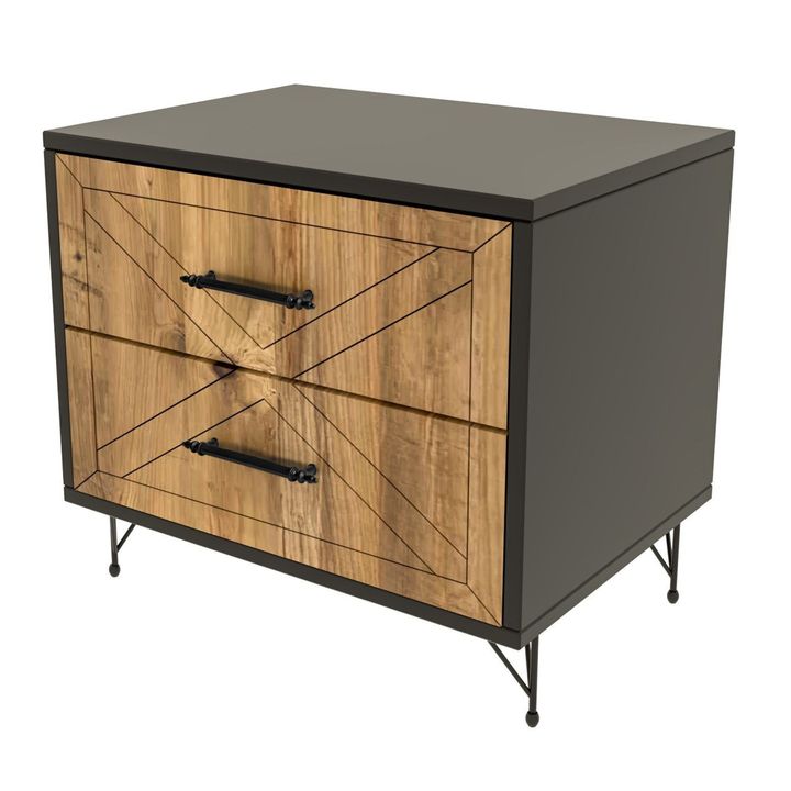 Sconto Noční stolek FELICITA antracit/borovice