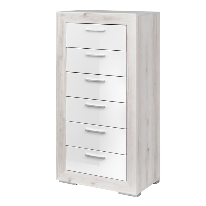 Komoda FERNANDO T19 aurum světlá/bílá vysoký lesk 1