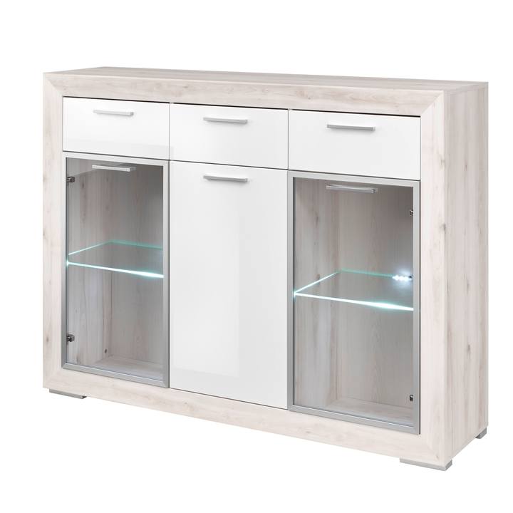 Sconto Komoda FERNANDO T8 aurum světlá/bílá vysoký lesk