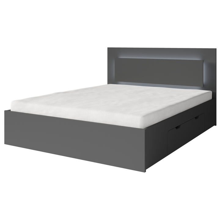 Sconto Postel s LED osvětlením FINO grafitová, 160x200 cm