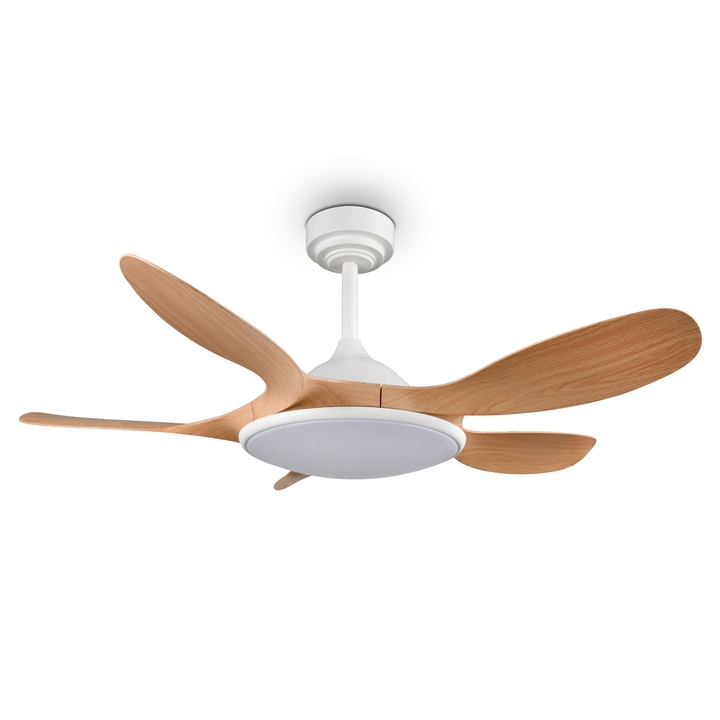Stropní LED svítidlo s ventilátorem FLEN bílá/přírodní 1