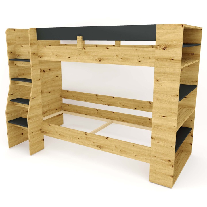 Sconto Patrová postel FLEXIA I dub artisan/antracitová, 90x200 cm