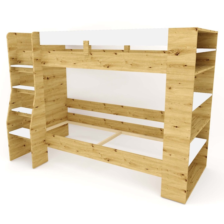 Sconto Patrová postel FLEXIA I dub artisan/bílá, 90x200 cm