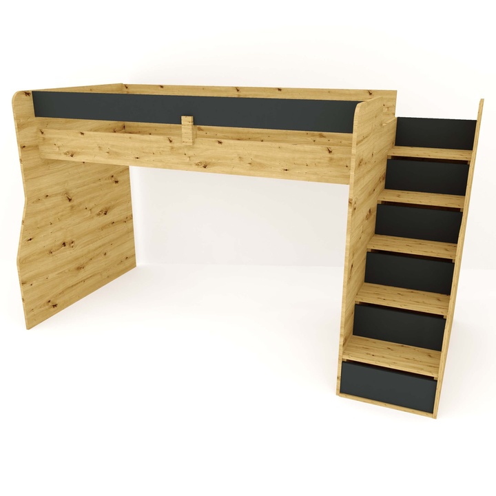 Sconto Patrová postel FLEXIA II pravá, dub artisan/antracitová, 90x200 cm