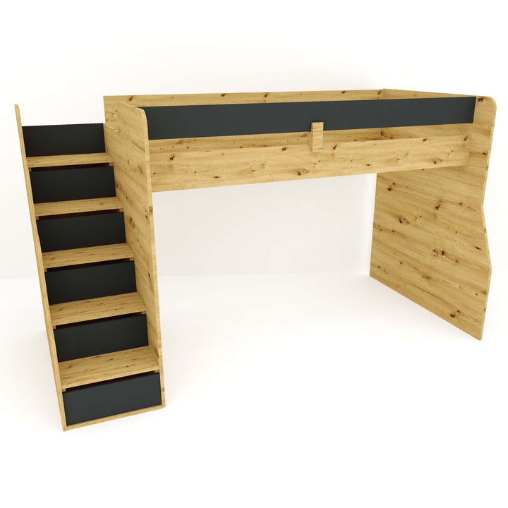 Sconto Patrová postel FLEXIA II levá, dub artisan/antracitová, 90x200 cm