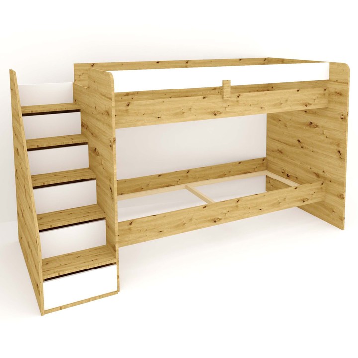 Sconto Patrová postel FLEXIA III levá, dub artisan/bílá, 90x200 cm