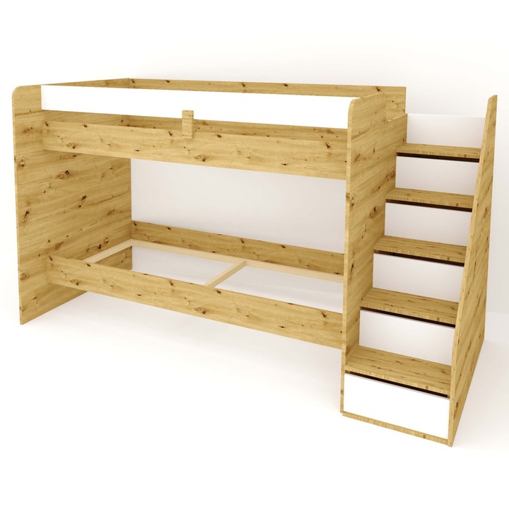 Sconto Patrová postel FLEXIA III pravá, dub artisan/bílá, 90x200 cm