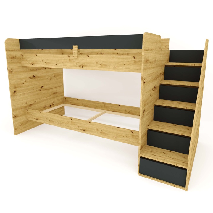 Sconto Patrová postel FLEXIA III pravá, dub artisan/antracitová, 90x200 cm