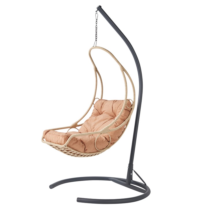 Závěsné křeslo FLORYA béžová/černá 1