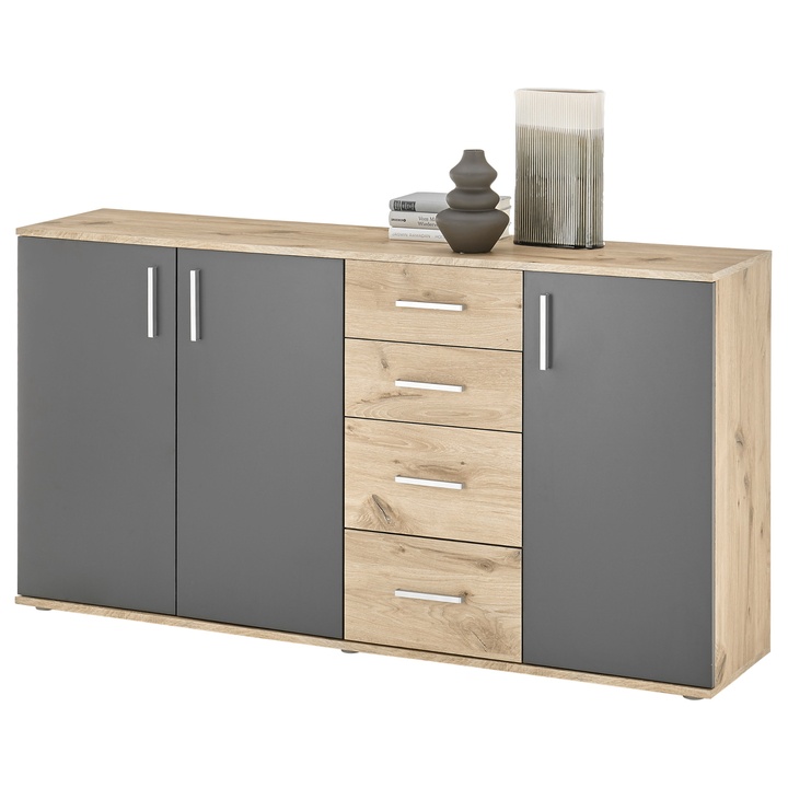 Sconto Komoda FORTY 3 dub viking/šedá