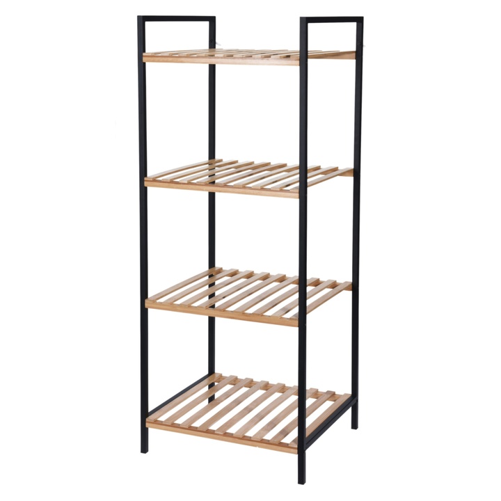 Regál FOX bambus/černá, výška 95 cm 1