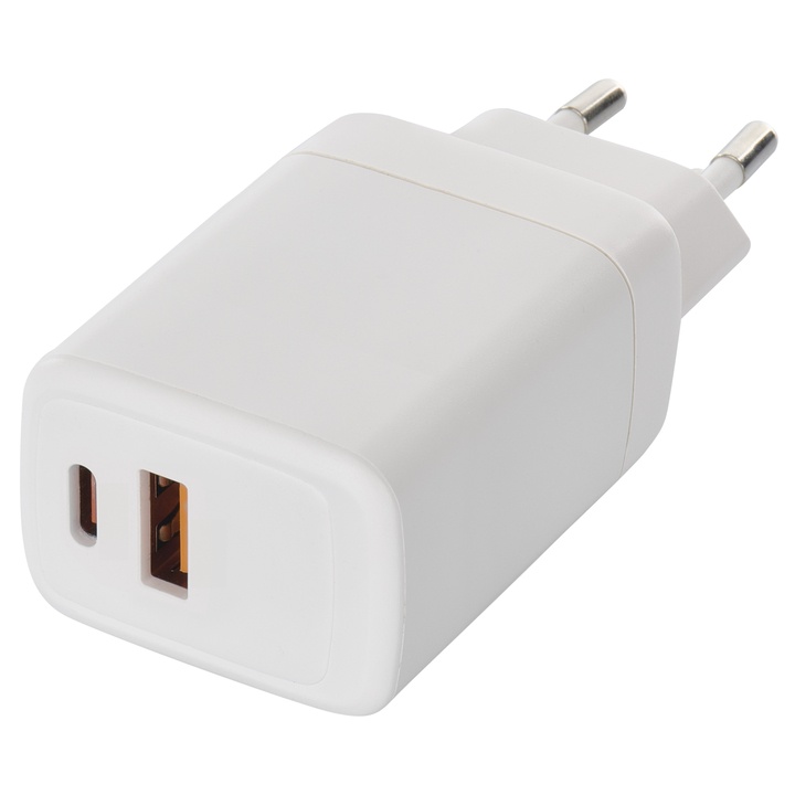 USB adaptér GAN bílá, 1x USB-A, 1x USB-C, 45W 1