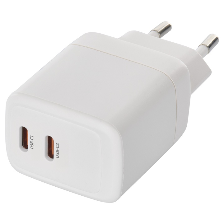 USB adaptér GAN bílá, 2x USB-C, 35W 1