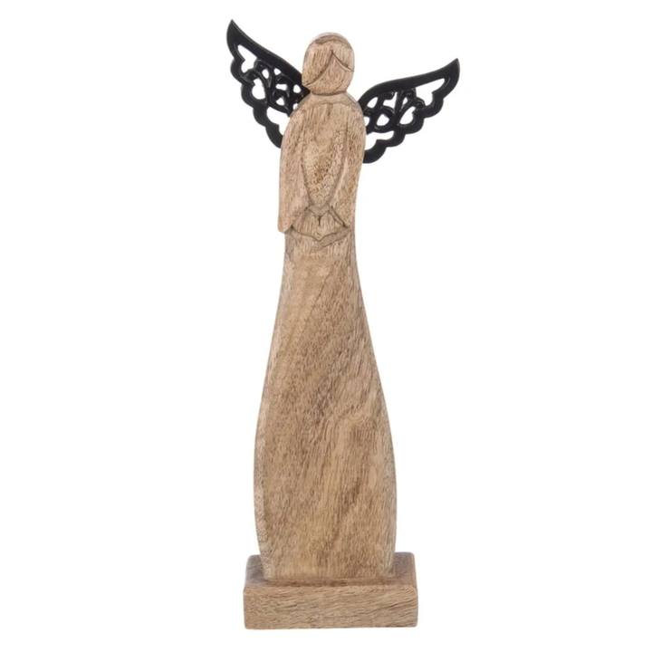 Sconto Dekorace anděl s křídly GILL mango/kov, výška 35 cm