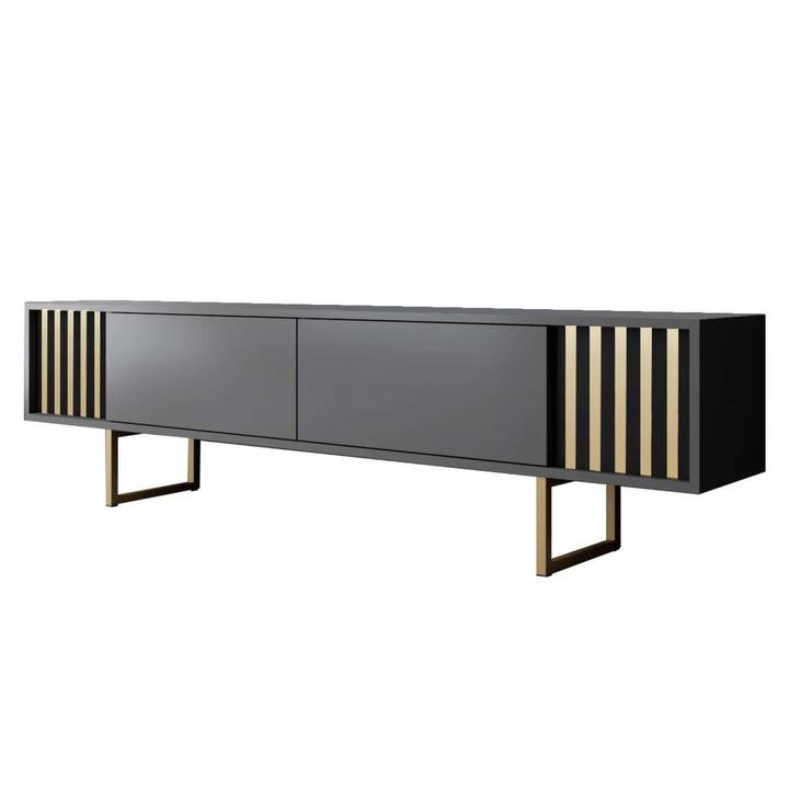 TV komoda GOLD LINE 2 antracitová/zlatá 1