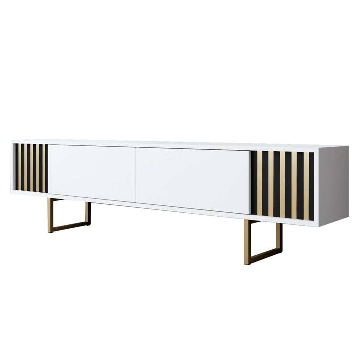TV komoda GOLD LINE 2 bílá/zlatá 1