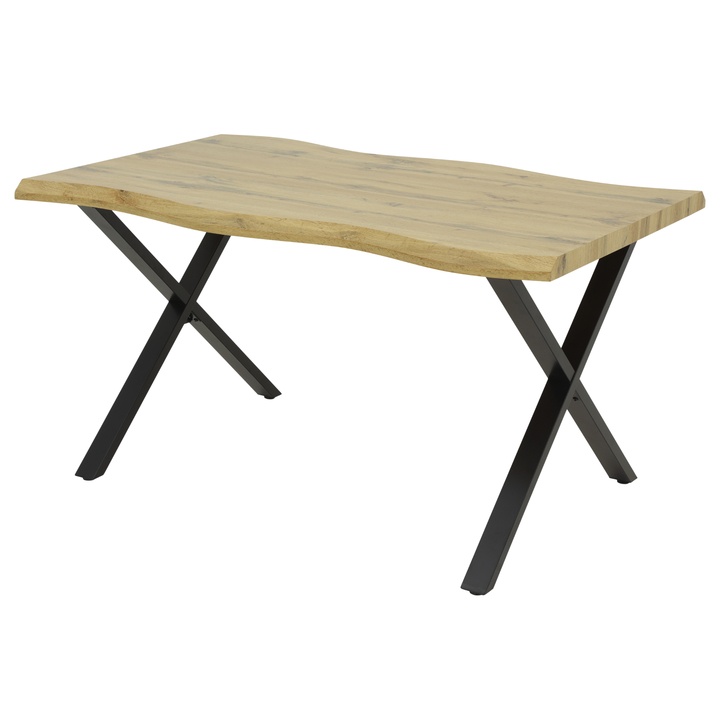 Sconto Jídelní stůl GORA divoký dub/černá, šířka 140 cm