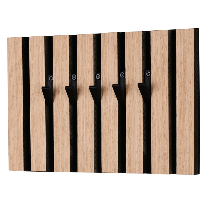 Sconto Nástěnný věšák GRACE dub artisan/černá