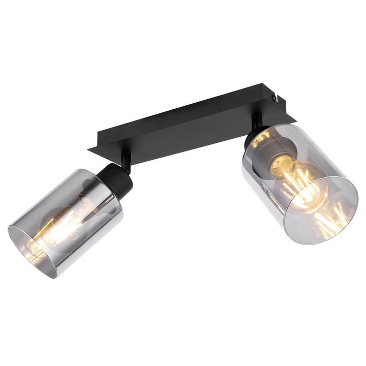 Sconto Stropní svítidlo HADERA 4 matná černá/kouřové sklo