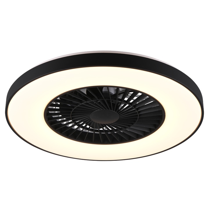 Sconto Stropní LED svítidlo s ventilátorem HALMSTAD černá/bílá