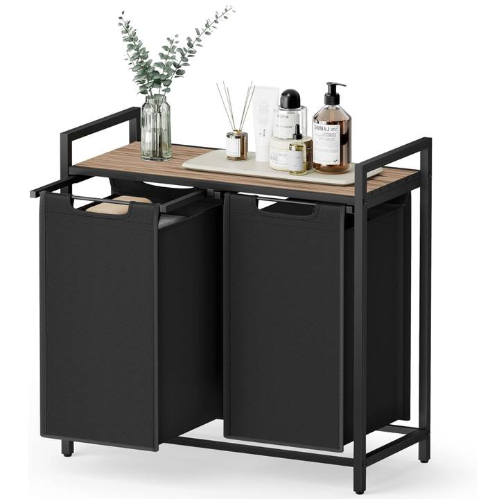 Koš na prádlo HAMPER černá/světle hnědá 1