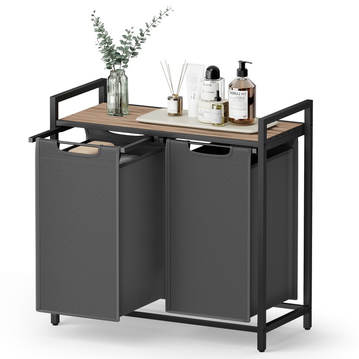 Koš na prádlo HAMPER šedá/světle hnědá 1