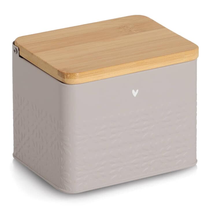 Dóza s víkem HEART béžová, objem 1,2 l 1