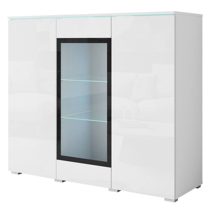 Sconto Komoda HECTOR bílá/bílá vysoký lesk