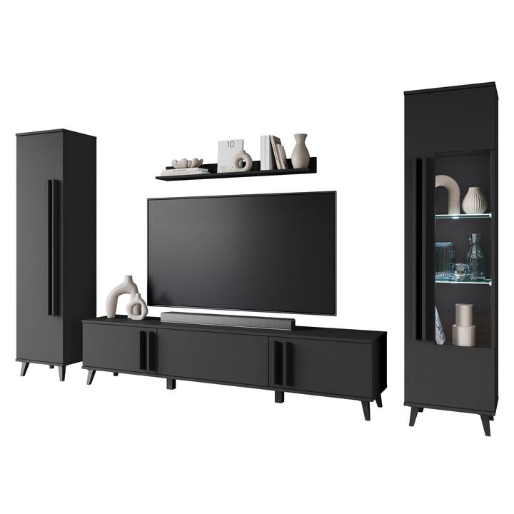 Sconto Obývací stěna HELS II černá matná