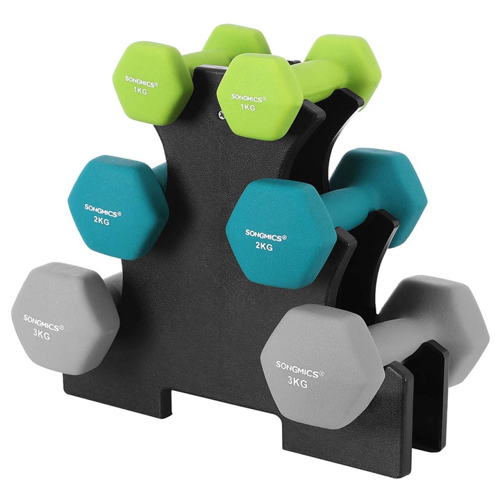 Sconto Sada činek se stojanem HEX limetková, 6 ks