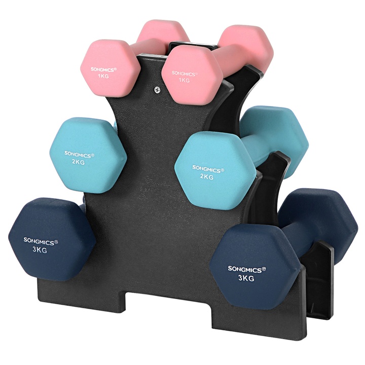 Sconto Sada činek se stojanem HEX růžová, 6 ks