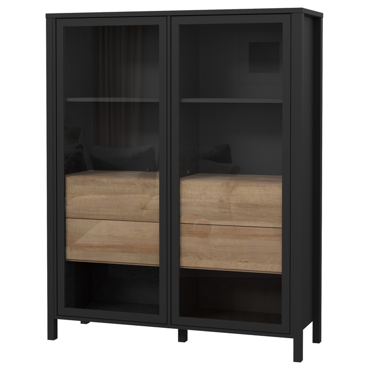 Vitrína HIGH ROCK 7 černá/dub riviera 1