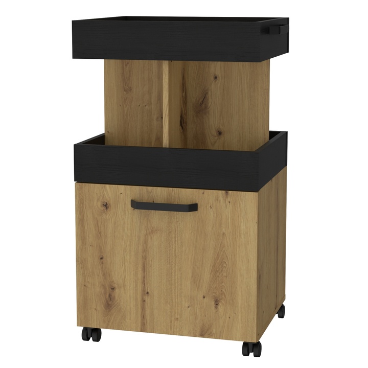 Bar na kolečkách HOME BAR II dub artisan/černý dub 1