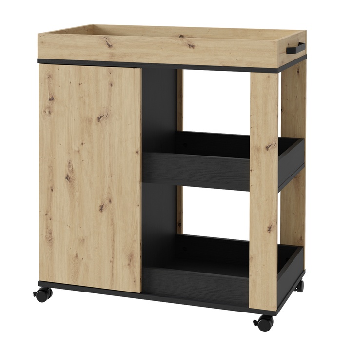 Bar na kolečkách HOME BAR III dub artisan/černý dub 1
