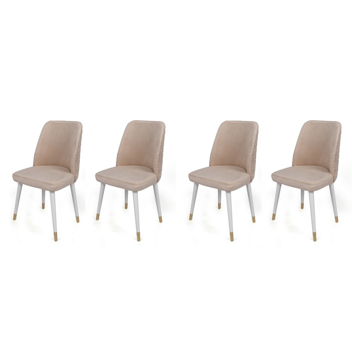 Sconto Jídelní židle HUGO krémová/bílá/zlatá, set 4 ks