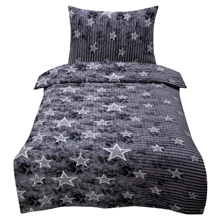 Sconto Povlečení HVĚZDY šedá, 70x90 a 140x200 cm