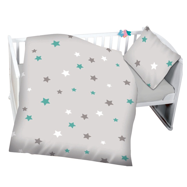 Sconto Dětské povlečení HVĚZDY šedá, 40x60 a 100x135 cm