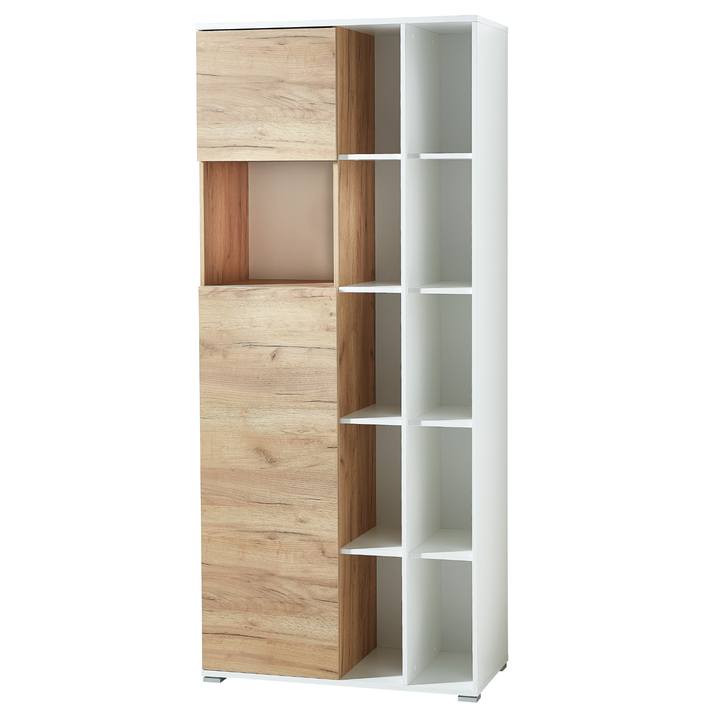 Sconto Skříň do pracovny ILON bílá/dub navarra, výška 197 cm