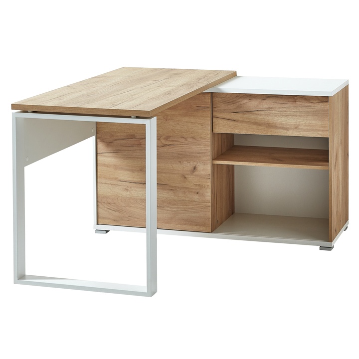 Sconto Psací stůl ILON bílá/dub navarra, šířka 120 cm