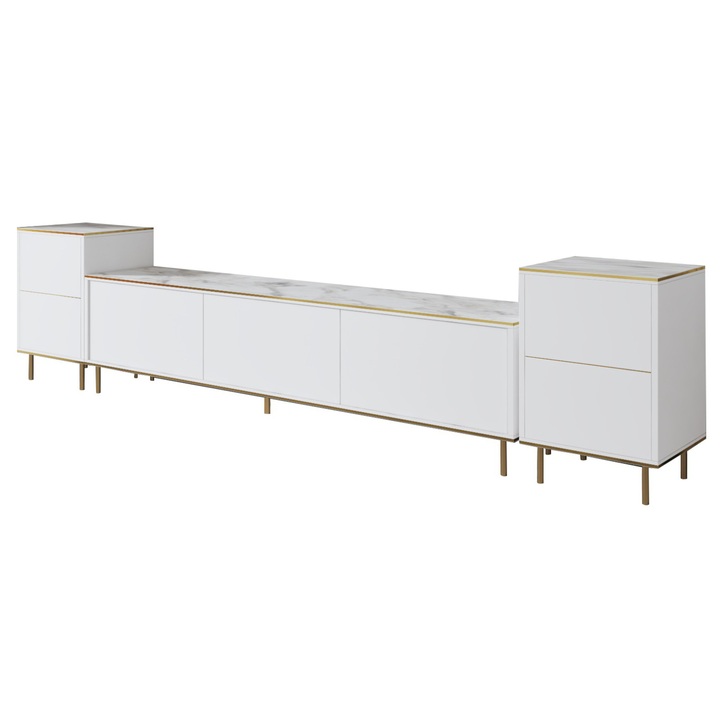 Obývací stěna IMAJ 2 bílá/bílý mramor 1