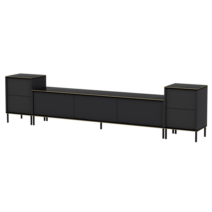 Obývací stěna IMAJ 2 antracitová/černý mramor 1