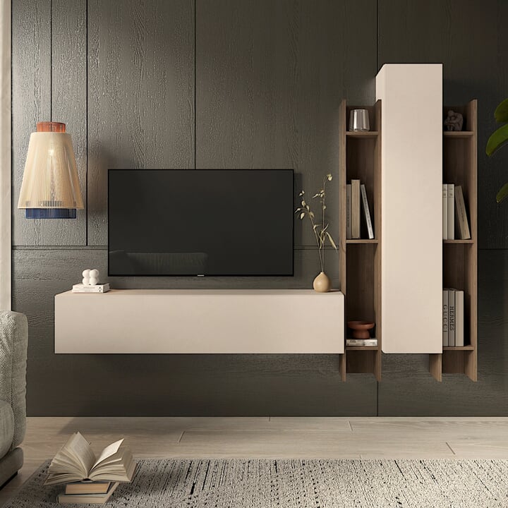 Obývací stěna INFINITY C157 kašmírová/dub mercure 1