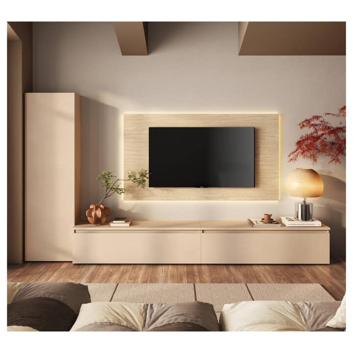 Obývací stěna INFINITY C208 kašmírová/travertin 1